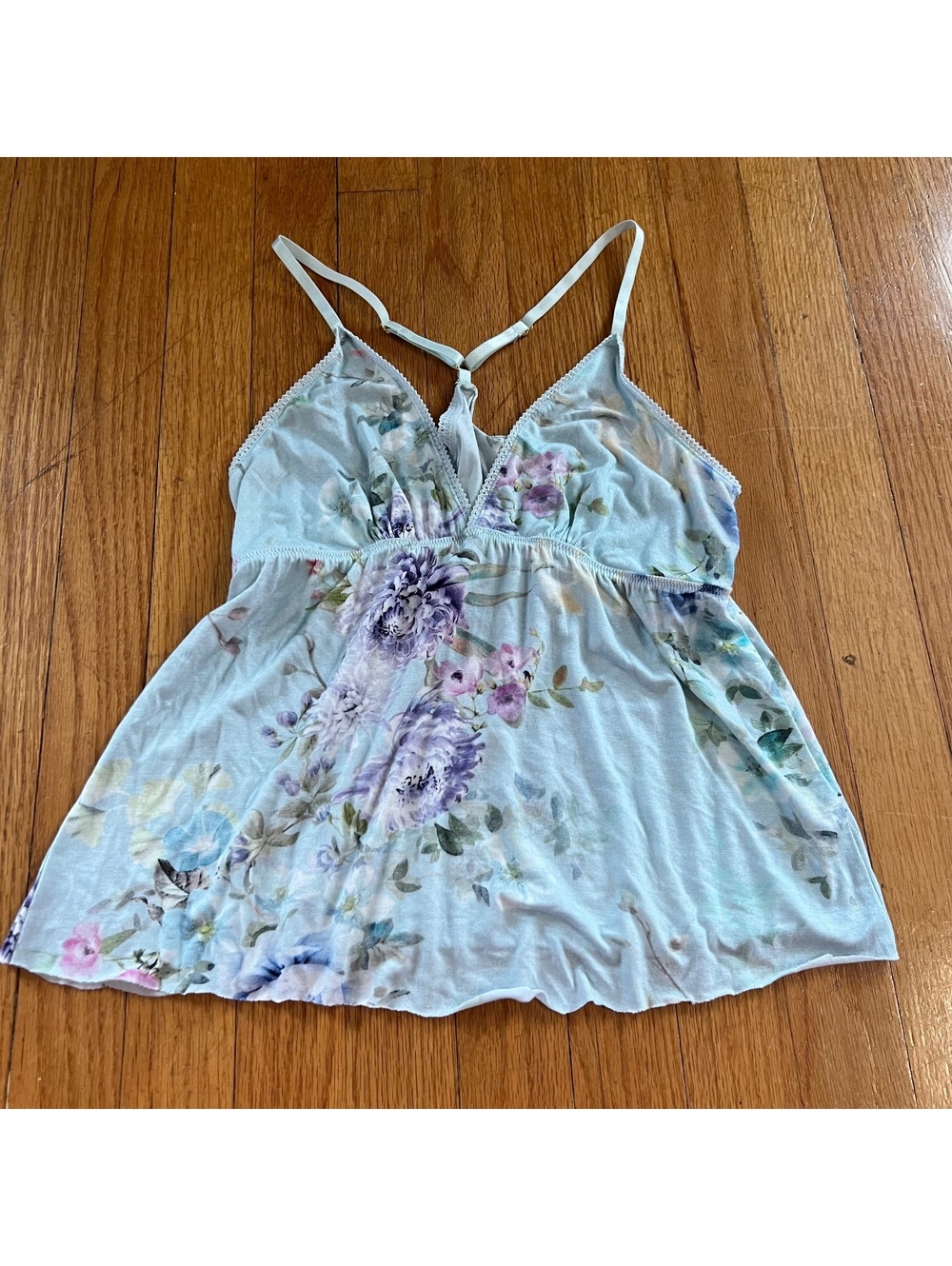 Vintage Y2K light blue floral babydoll camisole tank top